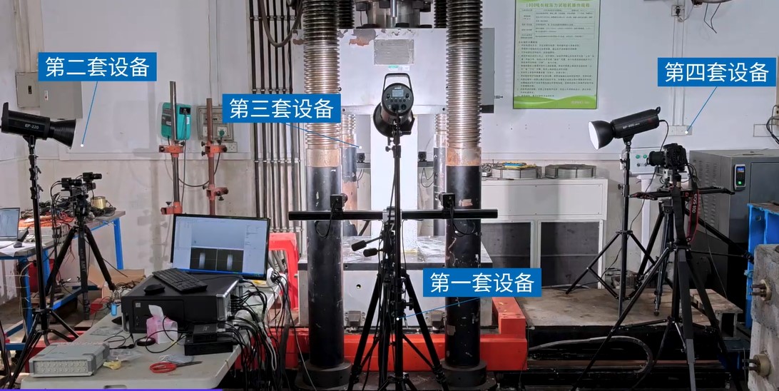多相机数字图像相关DIC技术用于混凝土柱压缩360°测量
